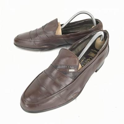 Leather Loafer Slip-On Shoes Brown 24.5(USED)