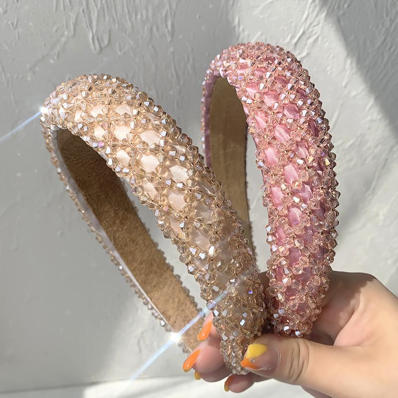 Hair Hoop Women Sweet Headbands for Women Rhinestone Crystal Headbands for Women Braided Handmade Diamond Headband