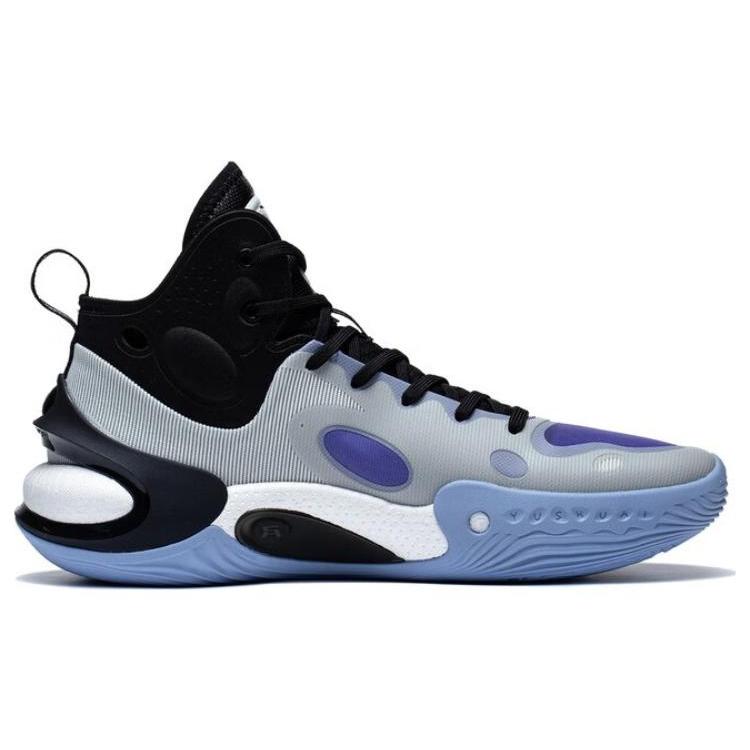 Li Ning YuShuai 17 Comfortable Cushioning Slip Resistant Mid Top Basketball Shoes Men's Black Gray ABAT043-2