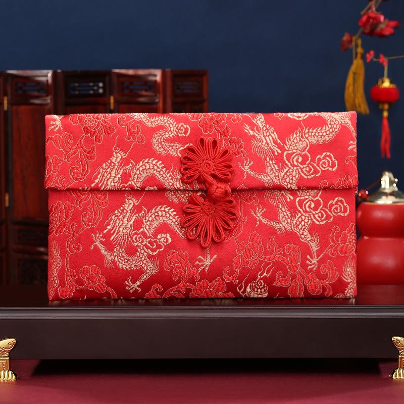 Creative Red Fabric Envelope for Weddings & New Year with Custom Text Logo
