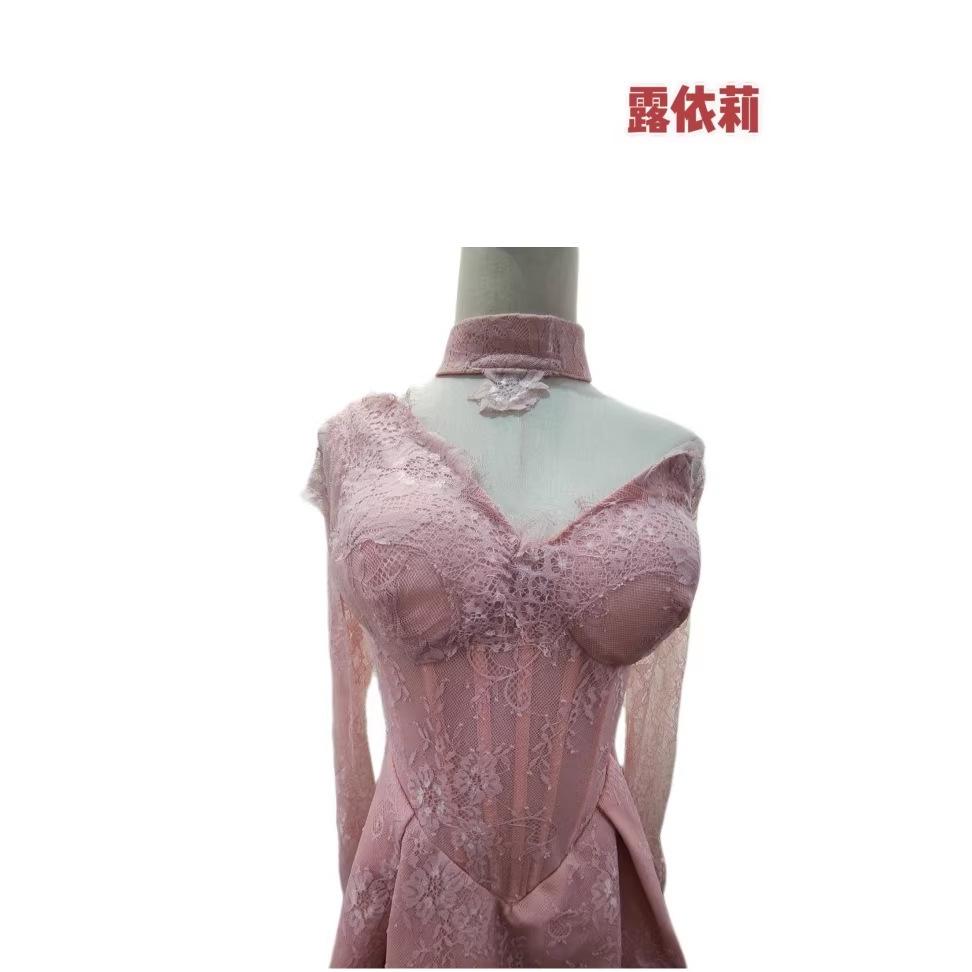 Europe and the United States export new sexy tube top lace fake two irregular shoulder party dress dress