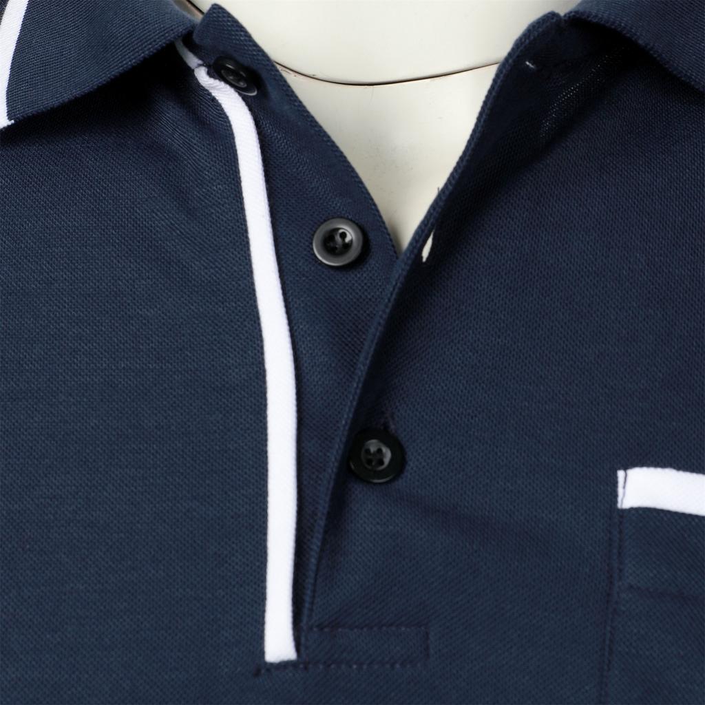 Men's casual fashion solid color short sleeve top lapel men's short sleeve T-shirt Casual fashion solid color top short sleeve