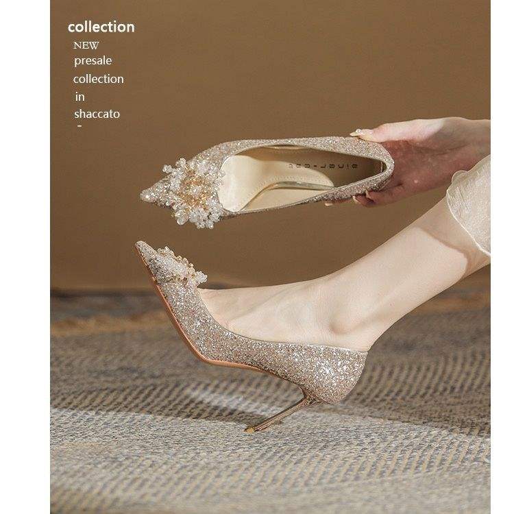 

Xiuhe clothing wedding shoes women s 2025 new elegant French stiletto Chinese bridal shoes red high heels 40