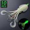 FTK 1/3/5/10pcs Saltwater Squid Lure Set, 5.83inch (approx. 14.8 Cm) Glow-in-the-dark Lure, Includes 2 X 6/0 Hooks with Squid-mimicking Lure