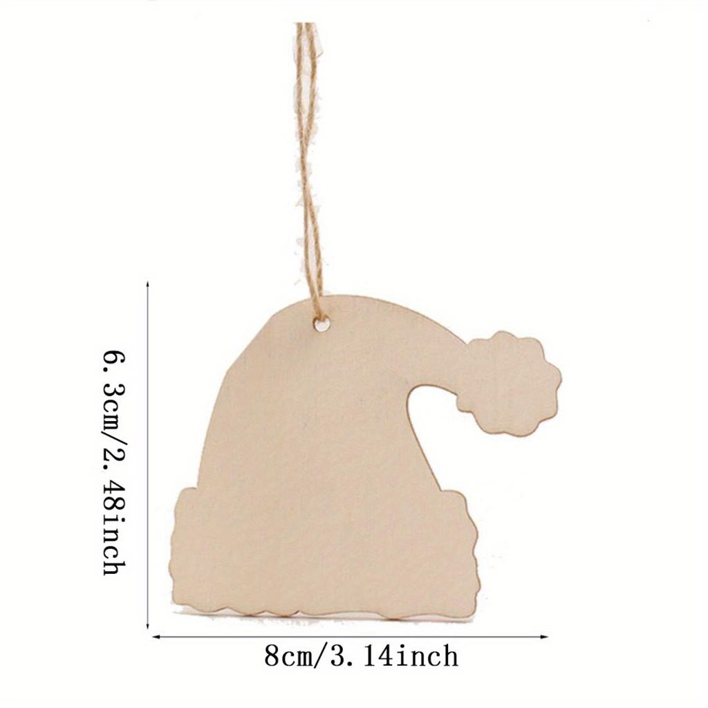 10pcs unfinished wooden Christmas ornaments suitable for holiday home decor and creative projects for boys and girls