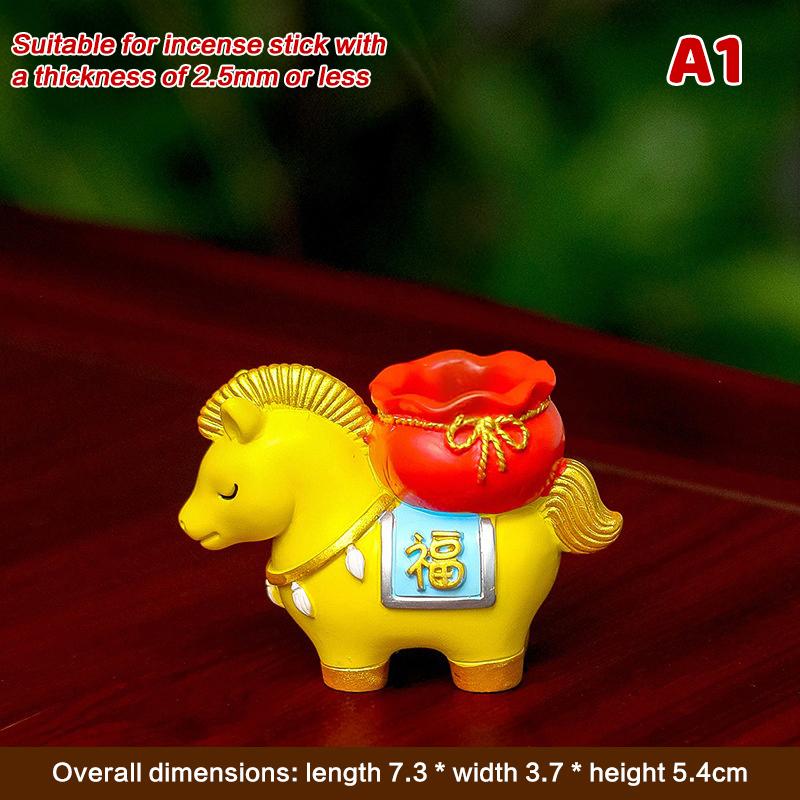 

Resin Material Zodiac Pony Incense Burner Ornamental Design Creative Incense Stick Holder Pony Shape Burner 2026 Horse Year