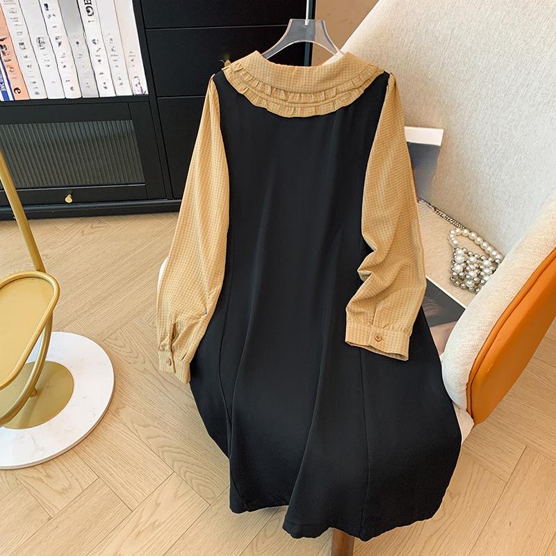 Spring and Autumn Plus Size Women's Dress Doll Collar Long Sleeve Dresses