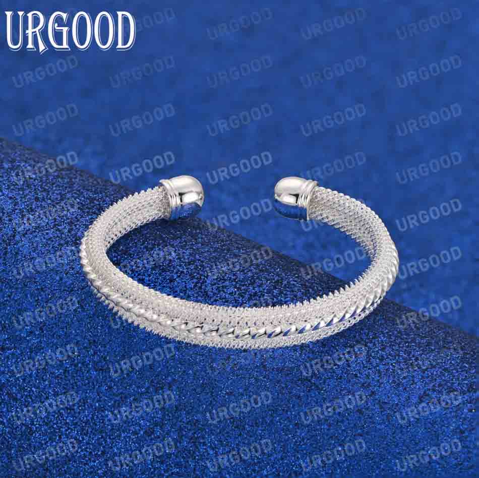 925 Sterling Silver Braided Bangle Fashion Jewelry