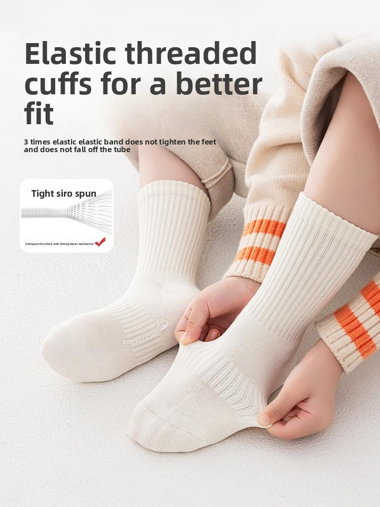 Premium A-Class Cotton Kids Crew Socks Antibacterial Seamless Sports Socks for Boys Girls Spring Autumn Winter