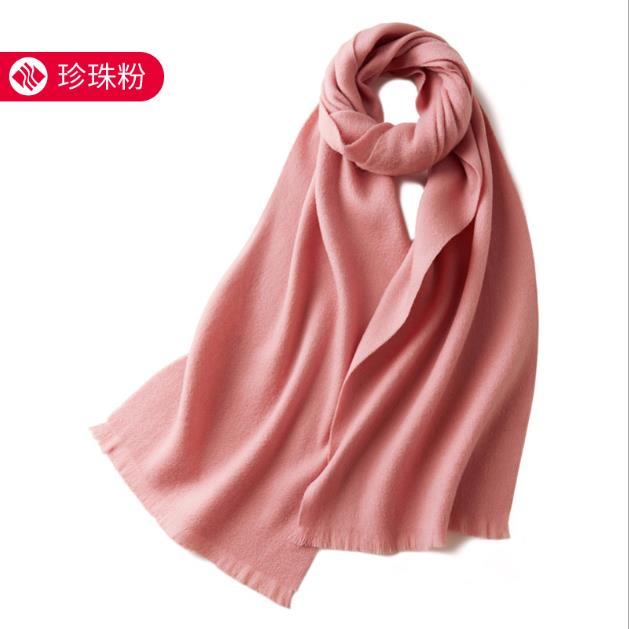 

Шарф из 100% чистой шерсти Женский дикий классический однотонный новый осенне-зимний парный теплый длинный короткий ушастый кашемировый шарф One Size розовый
