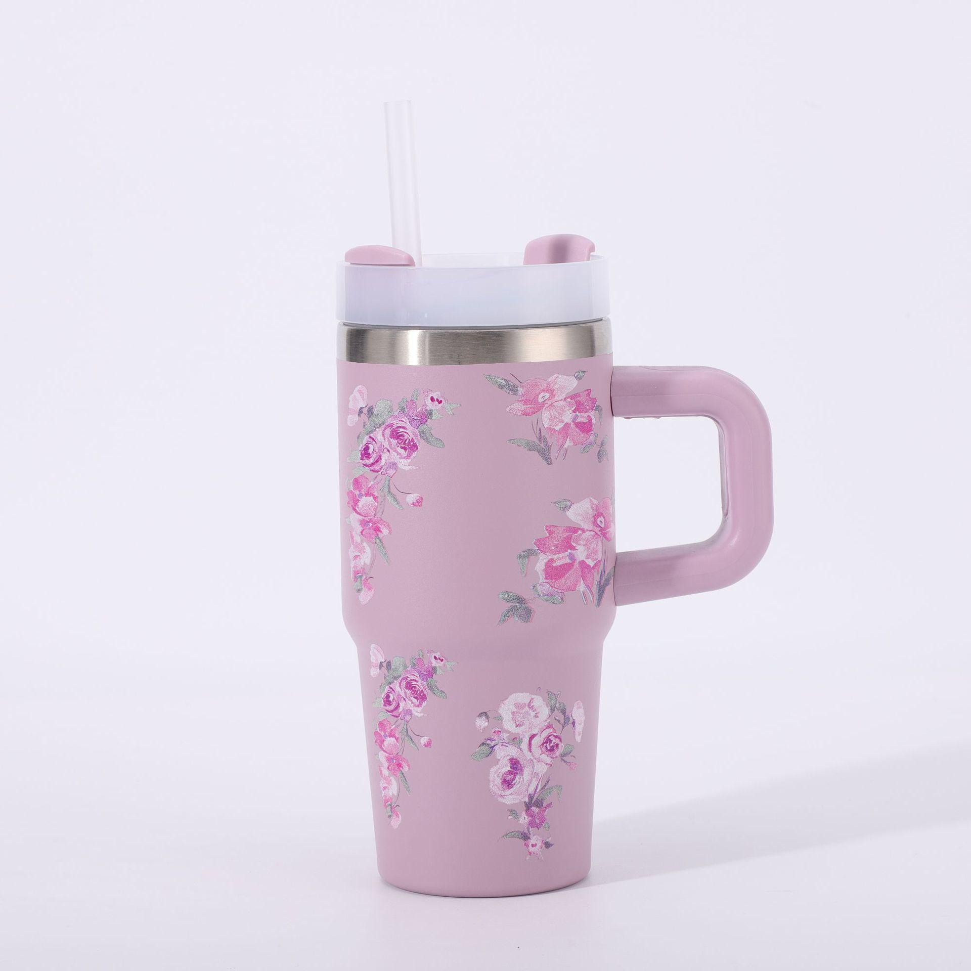 

Cross-Border Floral 304 Stainless Steel Insulated Sports Cup - Outdoor Ice King 40oz
