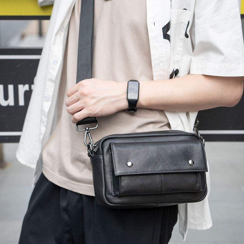 PU Leather Crossbody Bag Men Casual Mobile Phone Bag Fashion Shoulder Bag Men  School