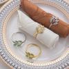 6-48PC High-End Metal Napkin Rings Diamond Pattern Leaf Motif Decorative Clips for Wedding Banquet Hotel Table Settings