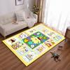 Cute Cartoon Pattern Carpet with Yellow Border for Living Room Decor Suitable for Use As an Anti-slip for Living Room Bedroom Sofas