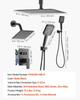Shower Faucet Set, 305 mm Ceiling Mount Rainfall Shower System with 152 mm Wall Mount Head and 4 in 1 Handheld Spray, Rotatable 3-Function Dual Rain