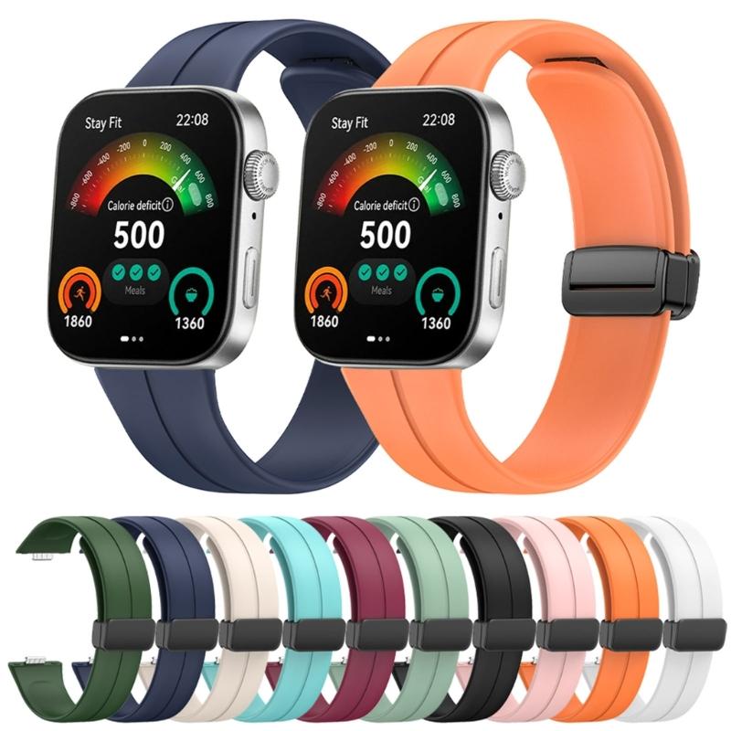 Comfortable Silicone Band with Magnetic Lock Breathable Accessory Sweat Resistant Silicone Watch Strap for Watch Fit3