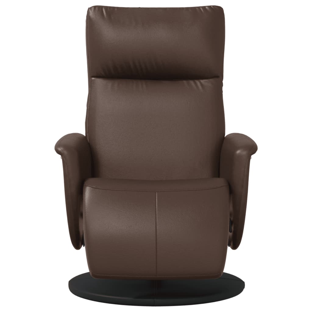 Folding Armchair With Footrest, Brown, Faux Leather
