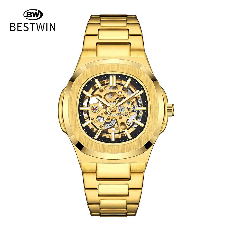 Double-sided hollow luminous men's watch, fully automatic mechanical watch, high-end waterproof men's watch, alloy watch