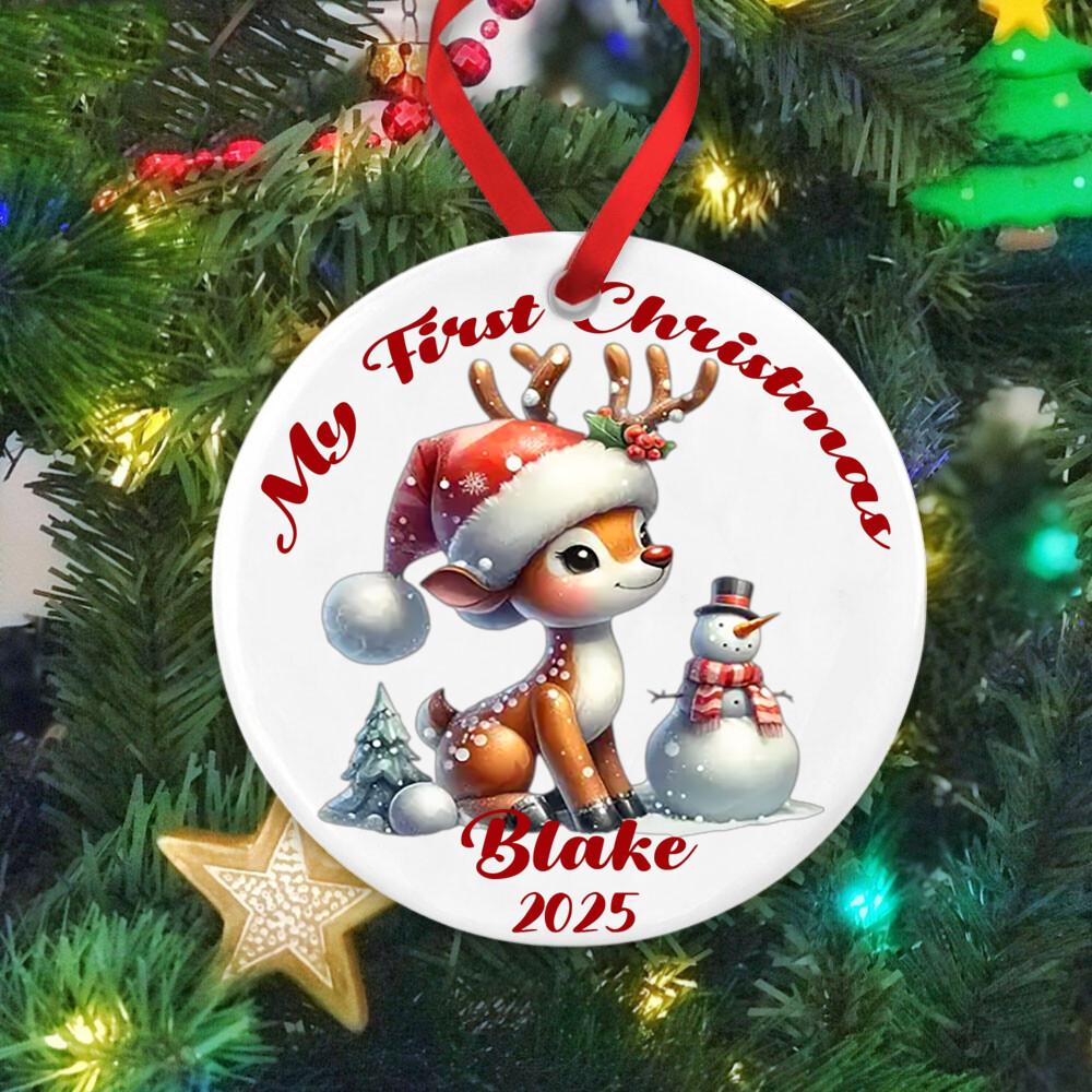Personalised First Christmas Bauble, Christmas Keepsake, 1st Christmas Ornament, Gift for 1st Christmas, Bunny Rabbit