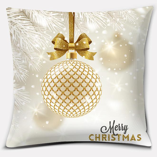 Gold Christmas Decoration Series Pillow Gift Home Office   Bedroom Sofa Car Cushion Cover