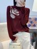 Autumn/Winter Women's Merino Wool Sweater - Long Sleeve Jacquard Top
