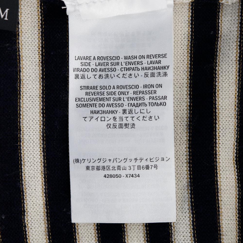 GUCCI Short sleeve knit 428050 border Navy / white cashmere/silk Women Used