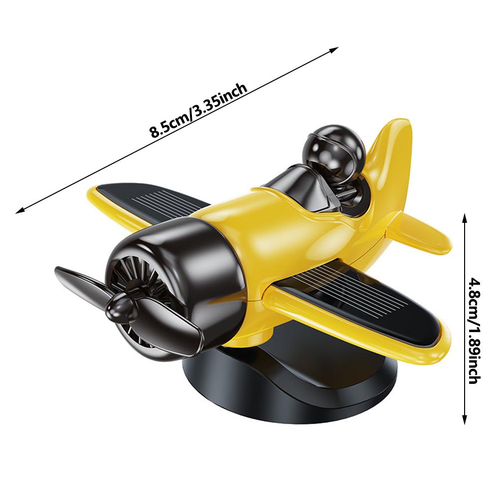 Car Solar Powered Rotating Airplane Ornaments Decor Dashboard Windmill Spinner Center Console Ornament Vehicle Accessories