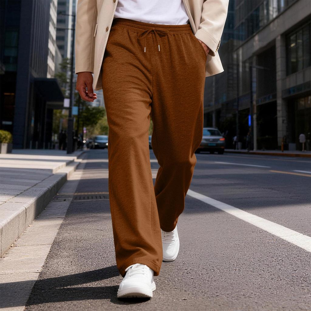 Men's Elastic Waist Drawstring Loose Casual Pants | Comfortable Relaxed-Fit Trousers For Daily & Weekend Wear