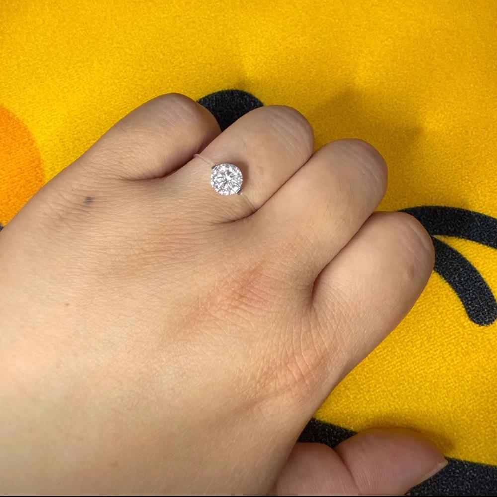 IGOTOS Transparent Fishing Line Moissanite Ring Certified S925 Silver Round Diamond Ring Wedding Band Jewelry for Women