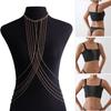Layered Tassels Crossed Body Jewelry Gold Chest Chain For Women Music Festivals Nightclub Outings Bikini Accessories