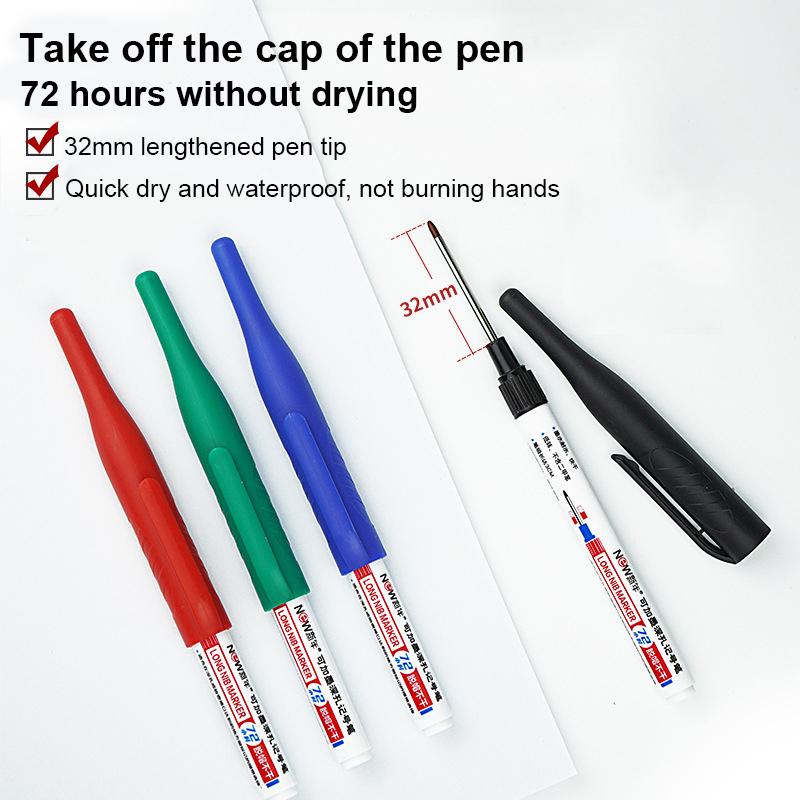 32MM Large Capacity Long Head Markers Woodworking Bathroom Decoration Multi-purpose 3/1Pcs Deep Hole Marker Pens Art Supplies