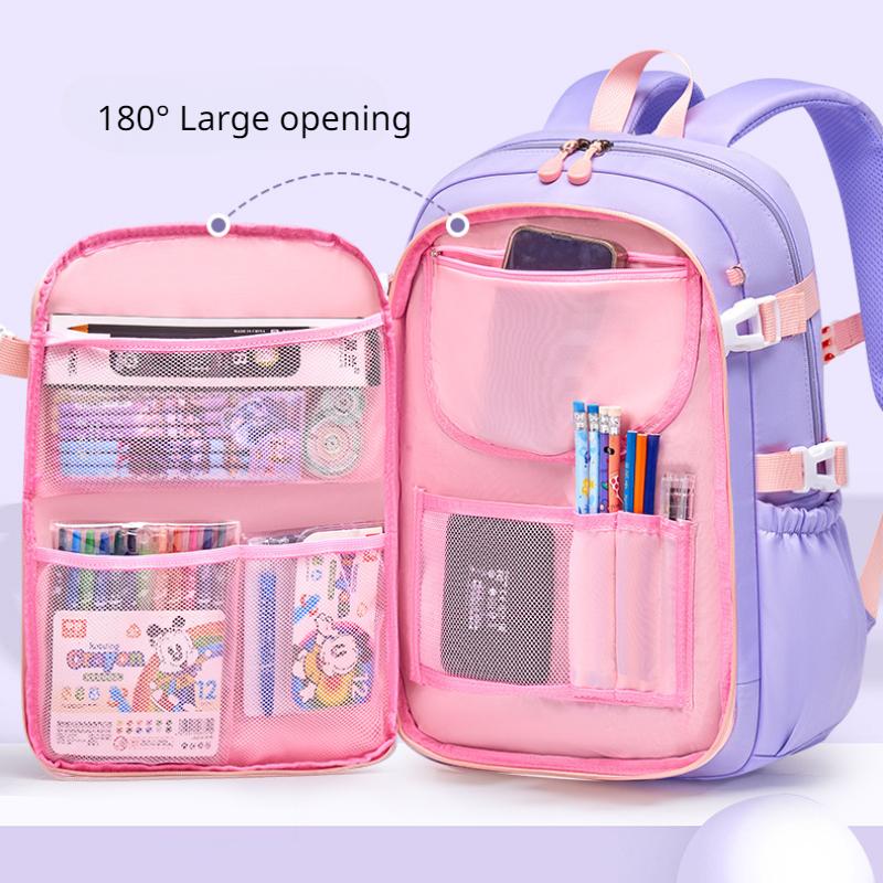 Spring Autumn New Primary School Girl Schoolbag Spine Protect Lightweight Children Backpack Refrigerator Open Large Capacity Book Bag Teenager Student