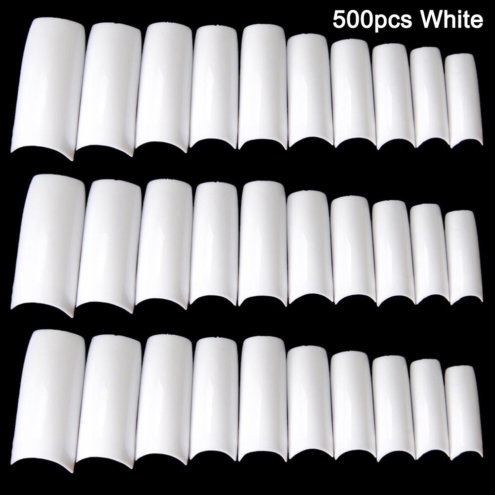 100/500pcs Transparent False Nail Tips Clear White UV Gel Fake Nails Extension 10 Sizes for Home DIY Nail Salon Manicure