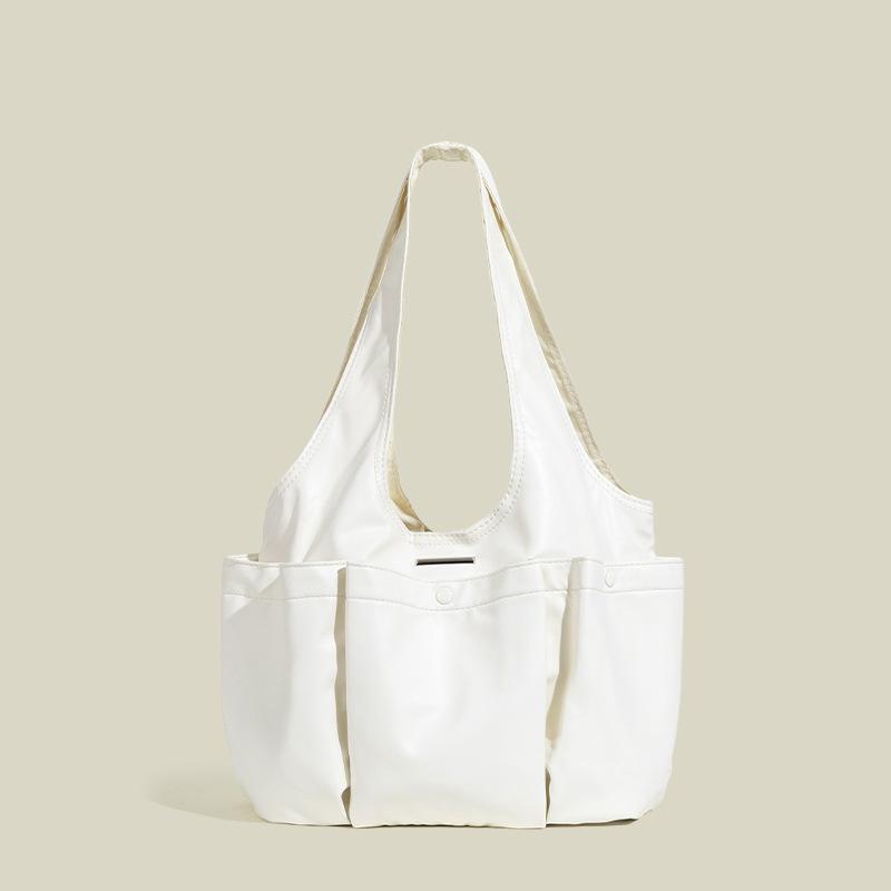 

Нишевая сумка через плечо женская новая модная универсальная мятая большой вместимости с двойным карманом сумка подмышку белый