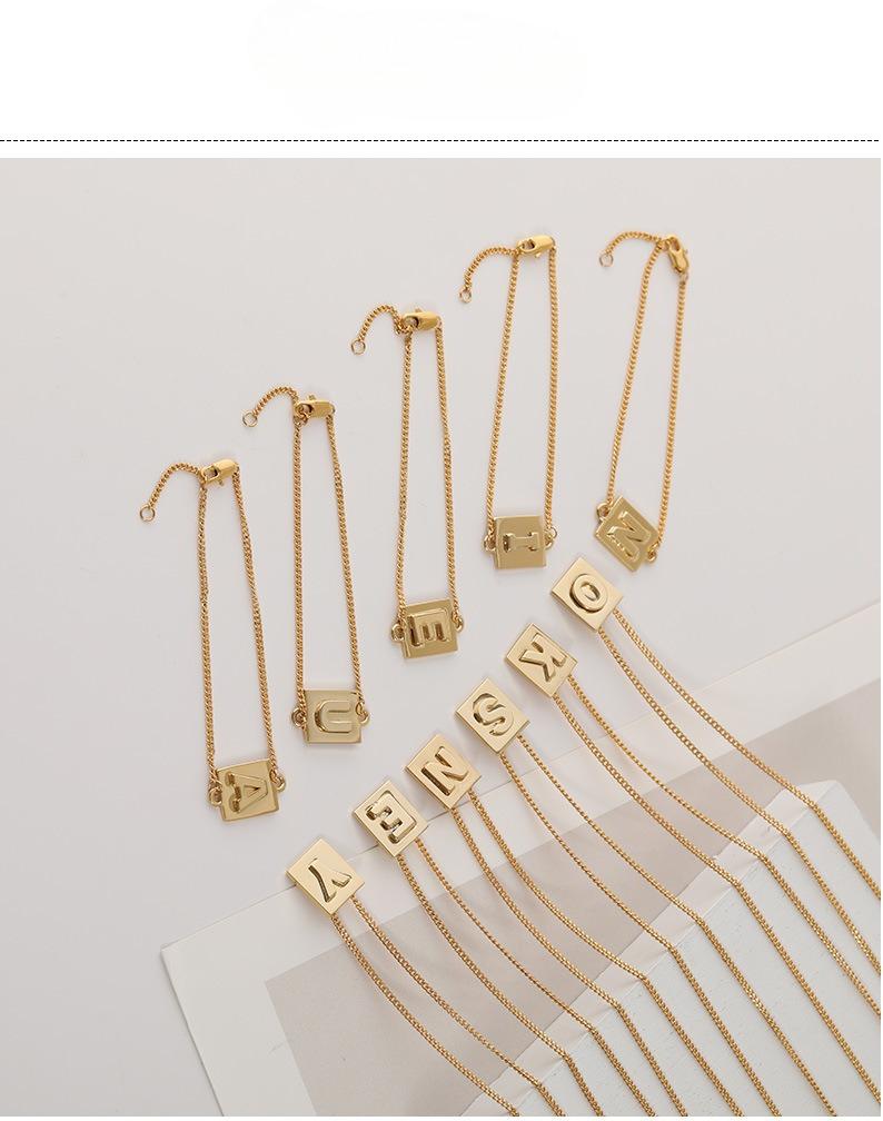 GEMCHIC Women's Vintage Gold Plated Square Letter Pendant Necklace