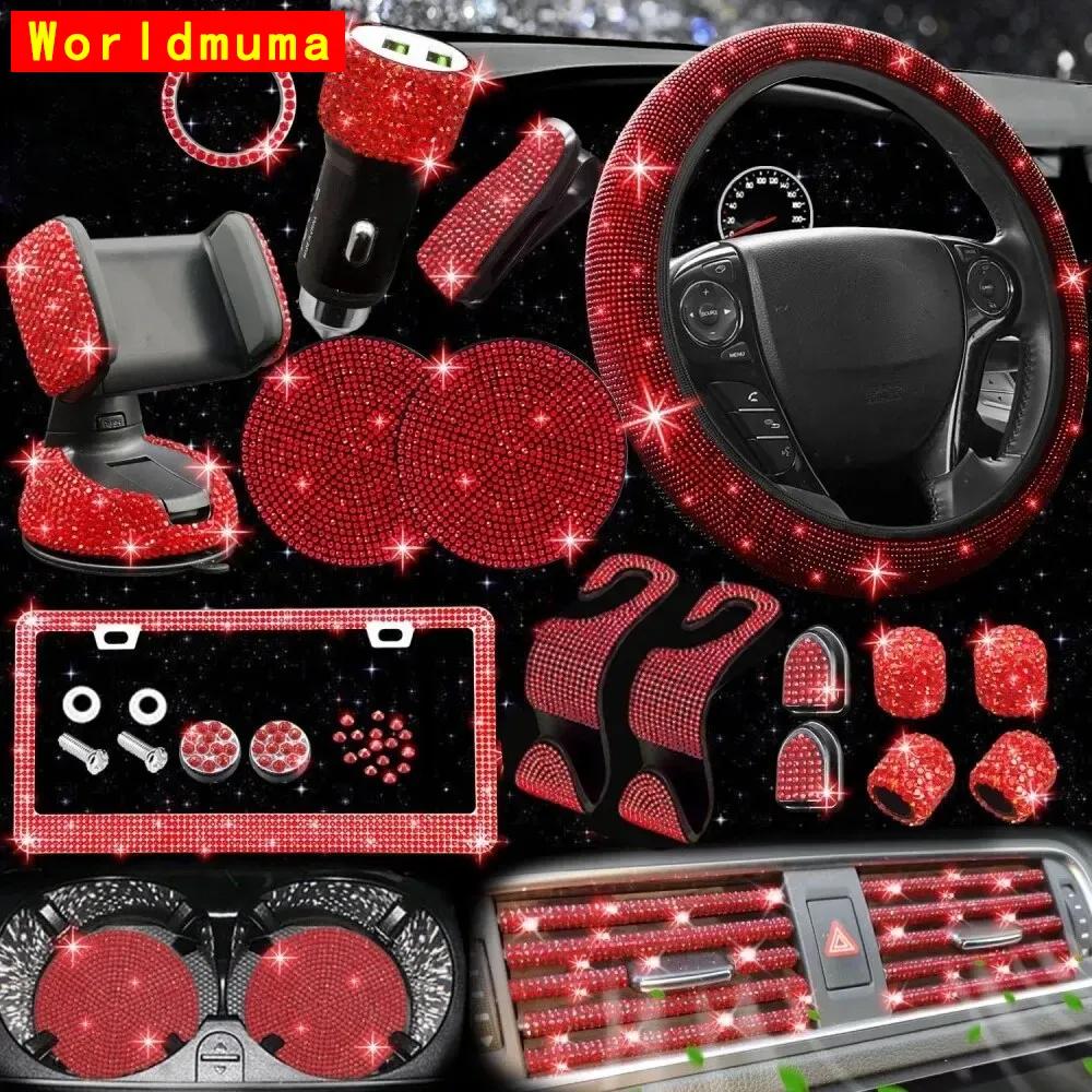 Luxury 27PCS/SET Lady Diamond Car Interior Decoration Gift Box for 4 Seasons General Motors Storage Romatherapy Phone Holder