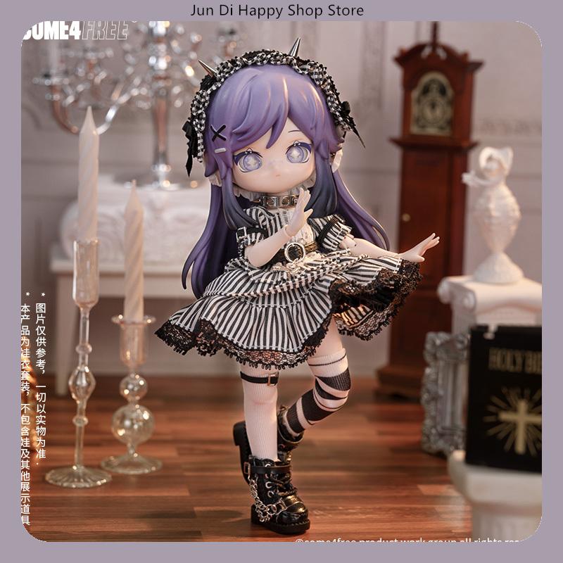 COME4FREE 1/12 BJD Doll Clothes Daily Series Striped Party Dress Outfit Set for OB11 Doll Clothes
