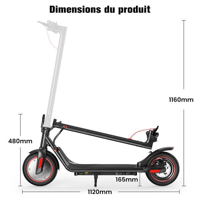 Elektrická koloběžka iScooter i9M 10'' Motor 500W 36V7.5Ah Dojezd 30 km - APP - Nosnost 120 kg Skládací Černá Pro Všechny