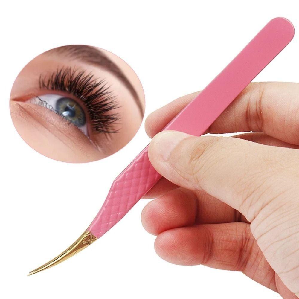 Stainless Steel Eyelash Extension Tweezer Anti-static Makeup Tool Professional Fiber Tip Women