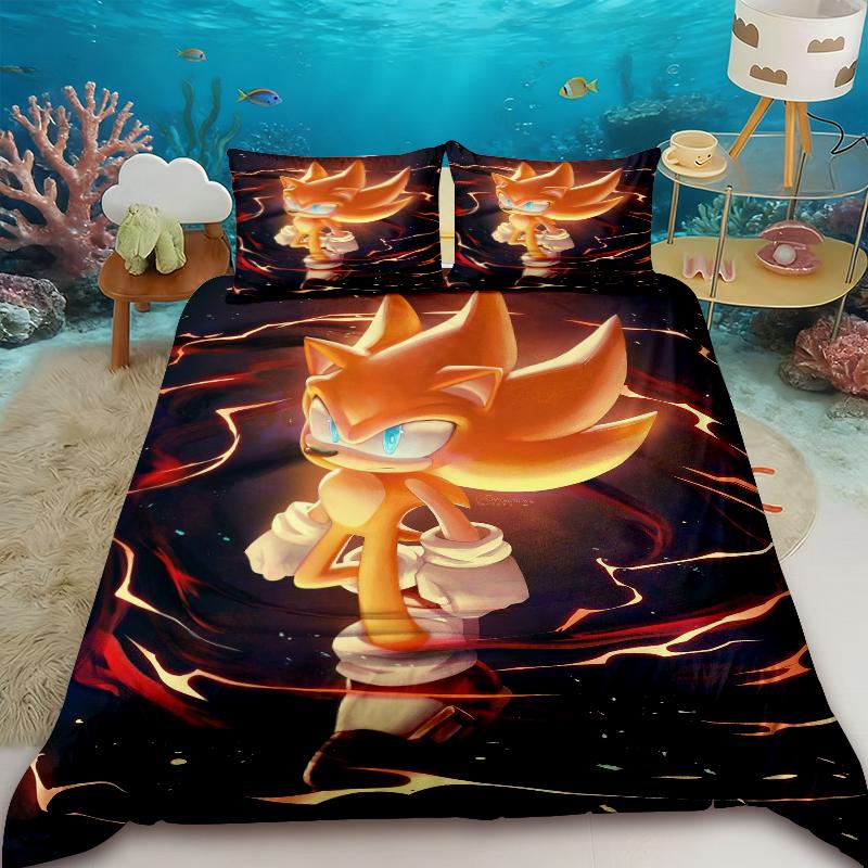 Teens Sonic Duvet Cover Set Hedgehog Cartoon Bedding Set 1 Quilt Cover Bedroom Dormitory Decor Best Gifts