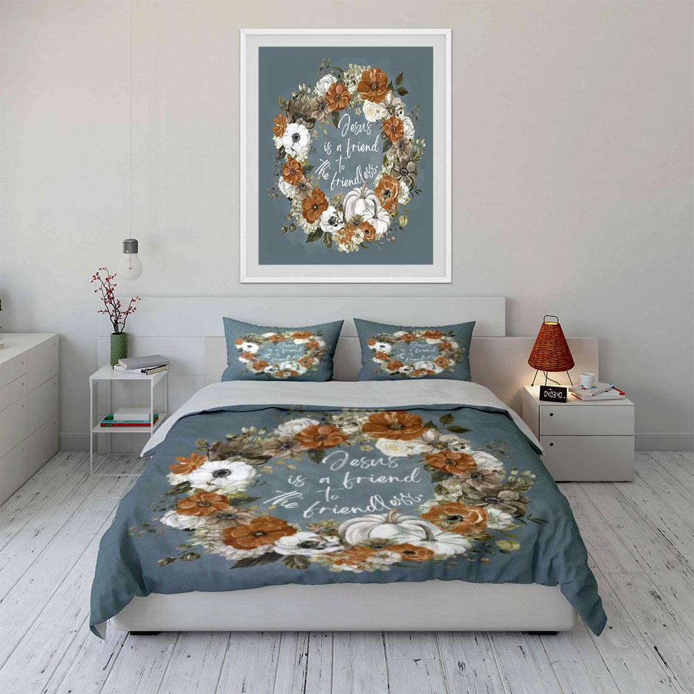 "Floral Autumn Theme Gift Set" kid's and adults' bedroom decor, Exquisite three-piece bedding set gift