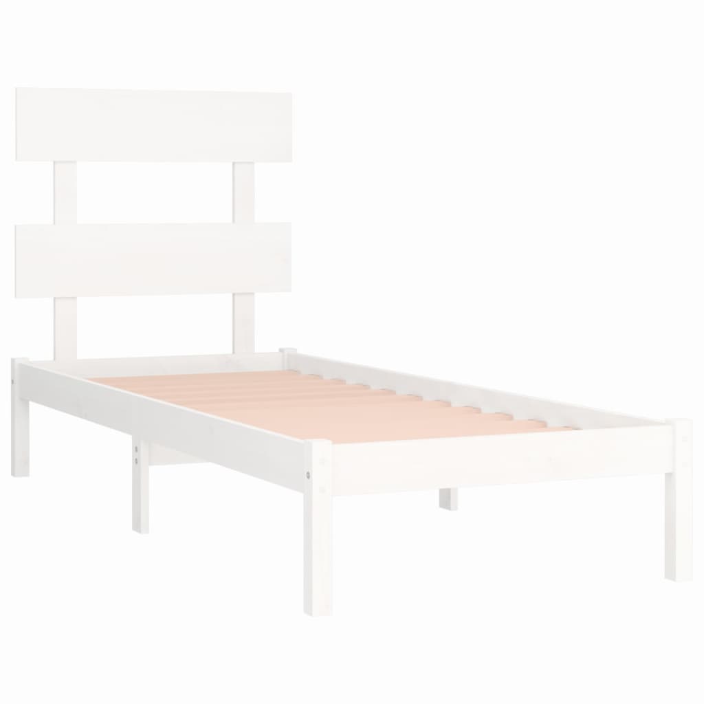 Solid Wood Bed White 90 X 200 Cm