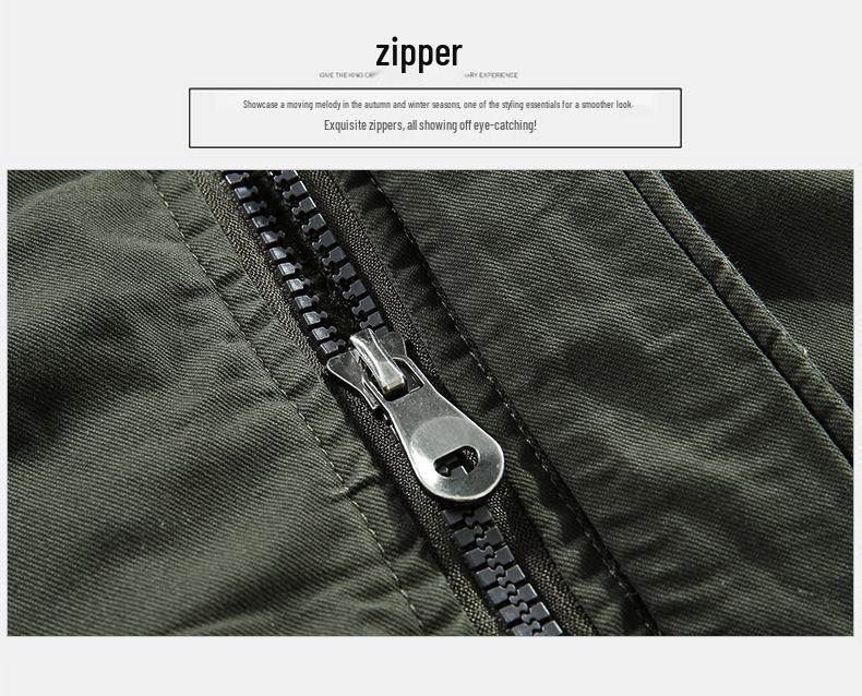Men's Mid-Length Winter Slim Fit Washed Cotton Jacket - Thick Workwear Coat