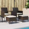 VidaXL 2-seater Garden Sofa with Table and Stools Brown Rattan, Outdoor Sofa, Garden Furniture Set, Patio Furniture, 317625