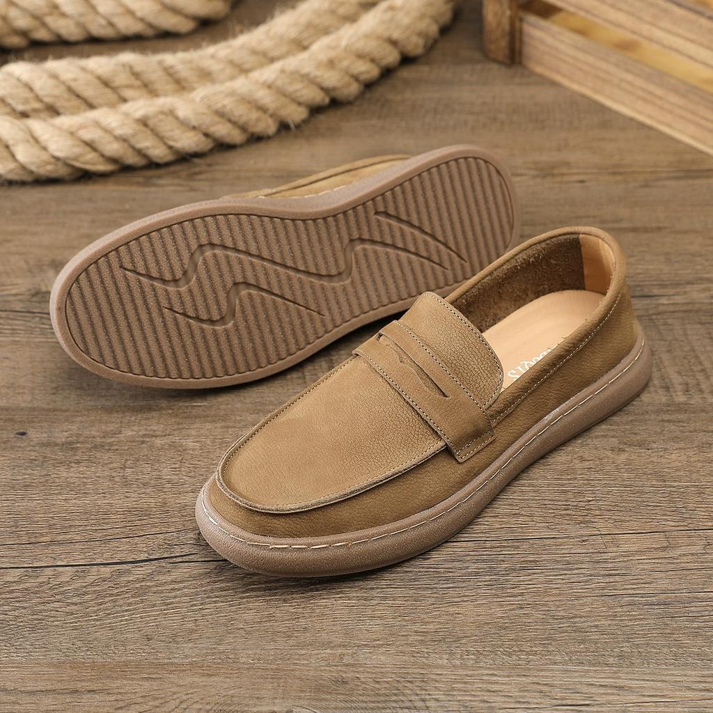 Fashion Vintage Man Casual Shoes Genuine Leather Slip-on Light Comfortable Driving Loafers Moccasins For Men Party Wedding Flat