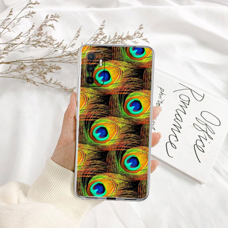 IK53 Peacock feather Transparent Phone Case for Samsung Galaxy A04 A04S A14 A23 A34 A54 M23 M33 M52 M53