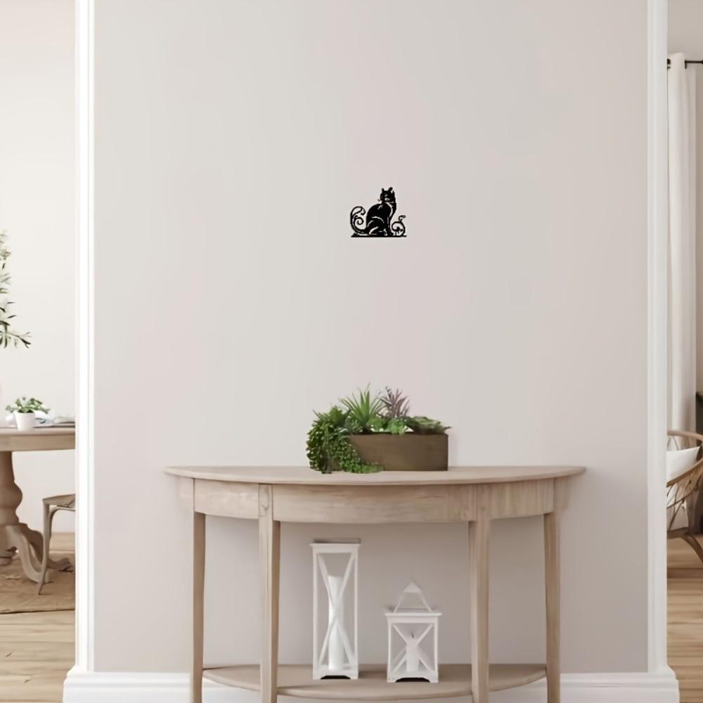 1pc 2D Flat Abstract Cat Metal Wall Art Finely Crafted Elegant Home Office Living Room Bedroom Terrace Kitchen Decoration Valentine Christmas