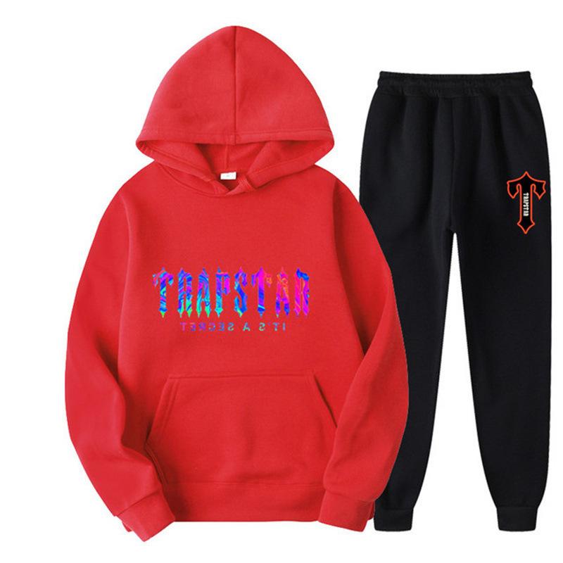2023 New Letter Printing Men's and Women's Multi-color Warm Two-piece Set Loose Hoodie + Pants Jogging Set