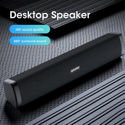 Bluetooth 4D Surround Speaker USB Powered Stereo Bass Sound Dual Desktop Speakers Home Surround SoundBar for Phone Laptop Tablet