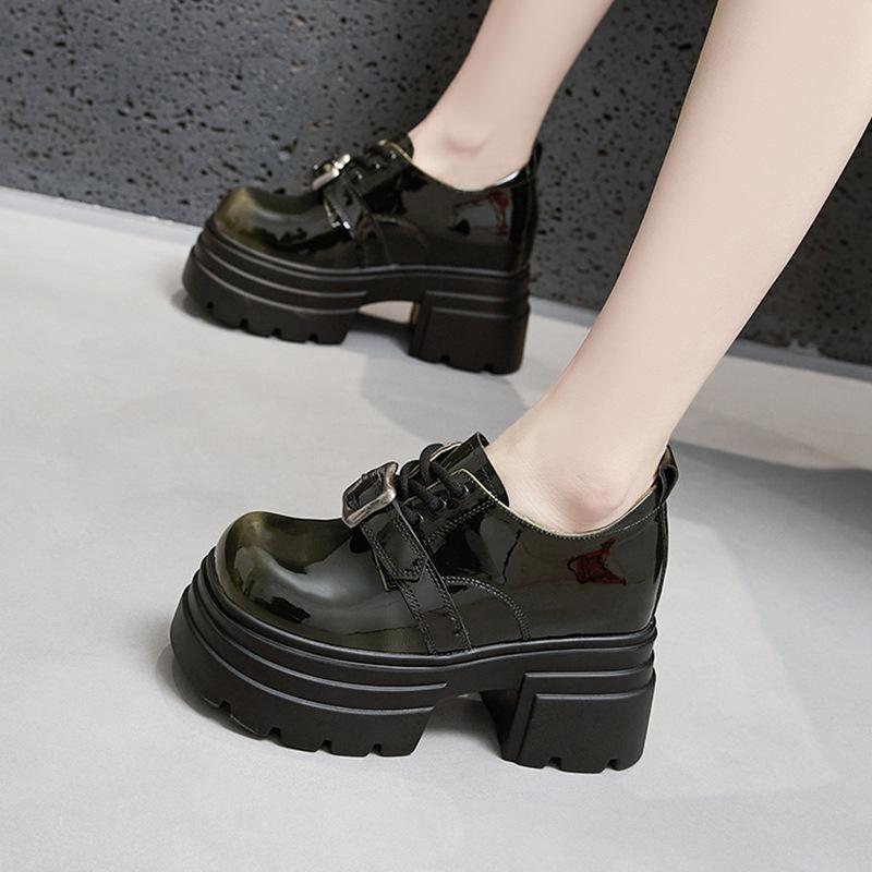 Plateau-Loafers Damenschuhe 2025 Frühling und Herbst neu vielseitig kleine innere Höhenerhöhung Damenschuhe Britischer Stil kleine Lederschuhe